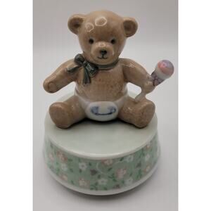 Otagiri Japan Baby Teddy Bear Porcelain Music Box “Let Me Be Your Teddy Bear"